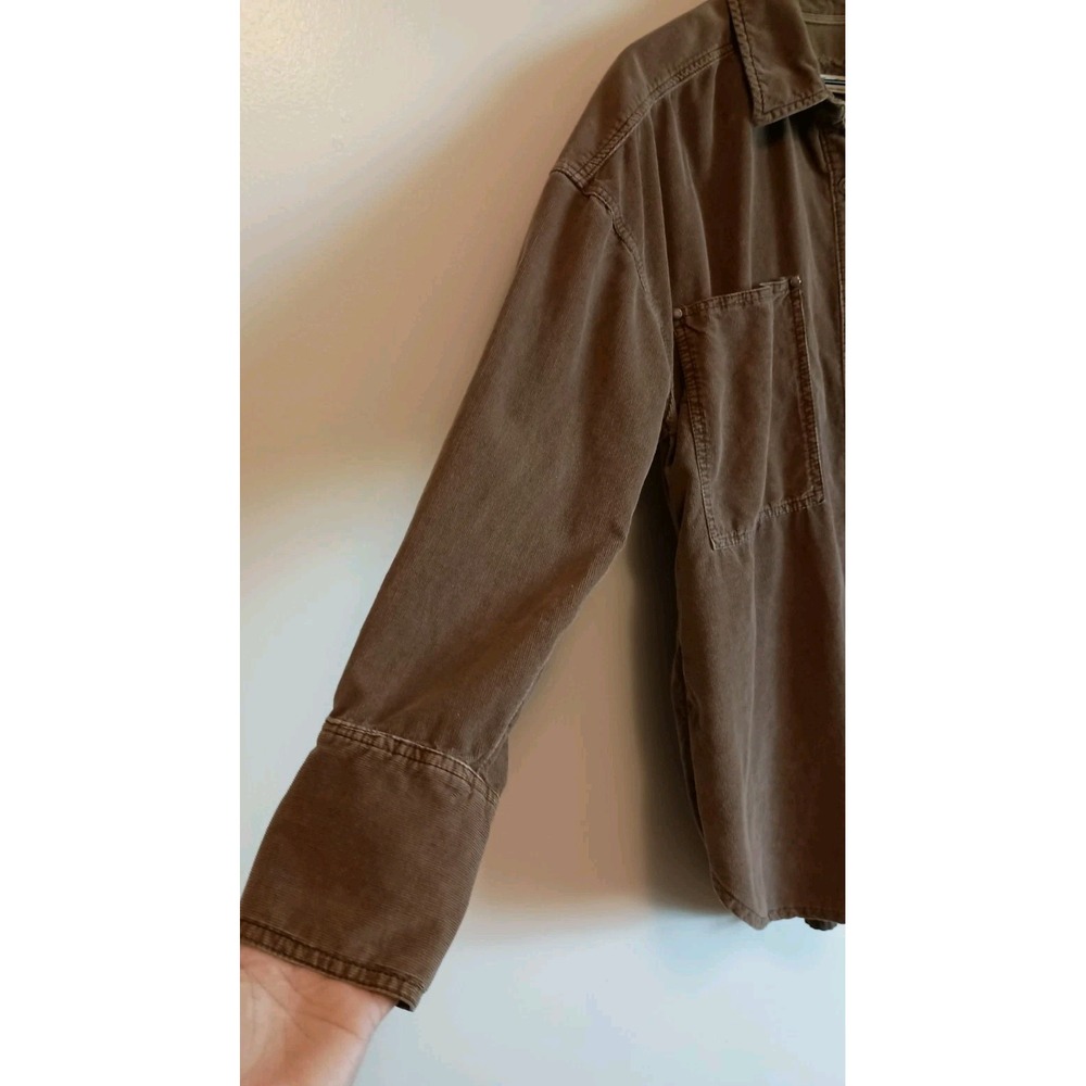Free People We The Free Baby Cord Buttondown Shirt Warm Tobacco Brown Size M - Picture 6 of 14